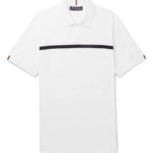 Loro Piana 28Matches Striped Jersey Golf Polo Shirt in White Size XXL
